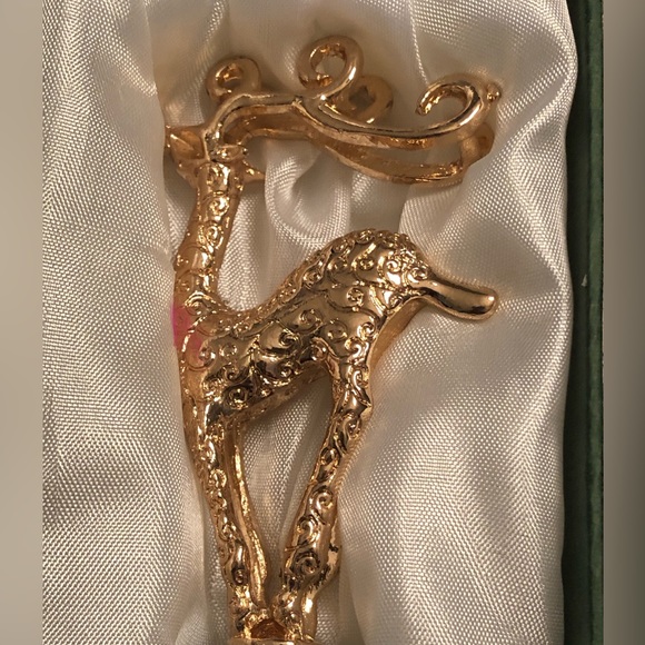 👀 HUGE SALE! LSArts CHRISTMAS 925 BOTTLE STOPPER REINDEER GOLD METAL NIB - Picture 2 of 5